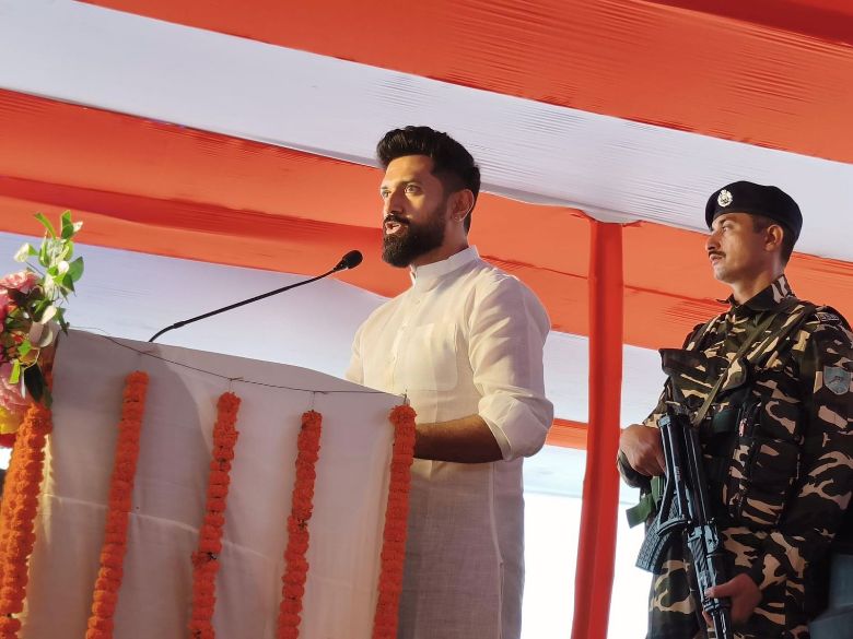 Chirag Paswan at Darbhanga on Monday.