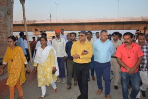 Officials inspect Chhath ghats in Patna.