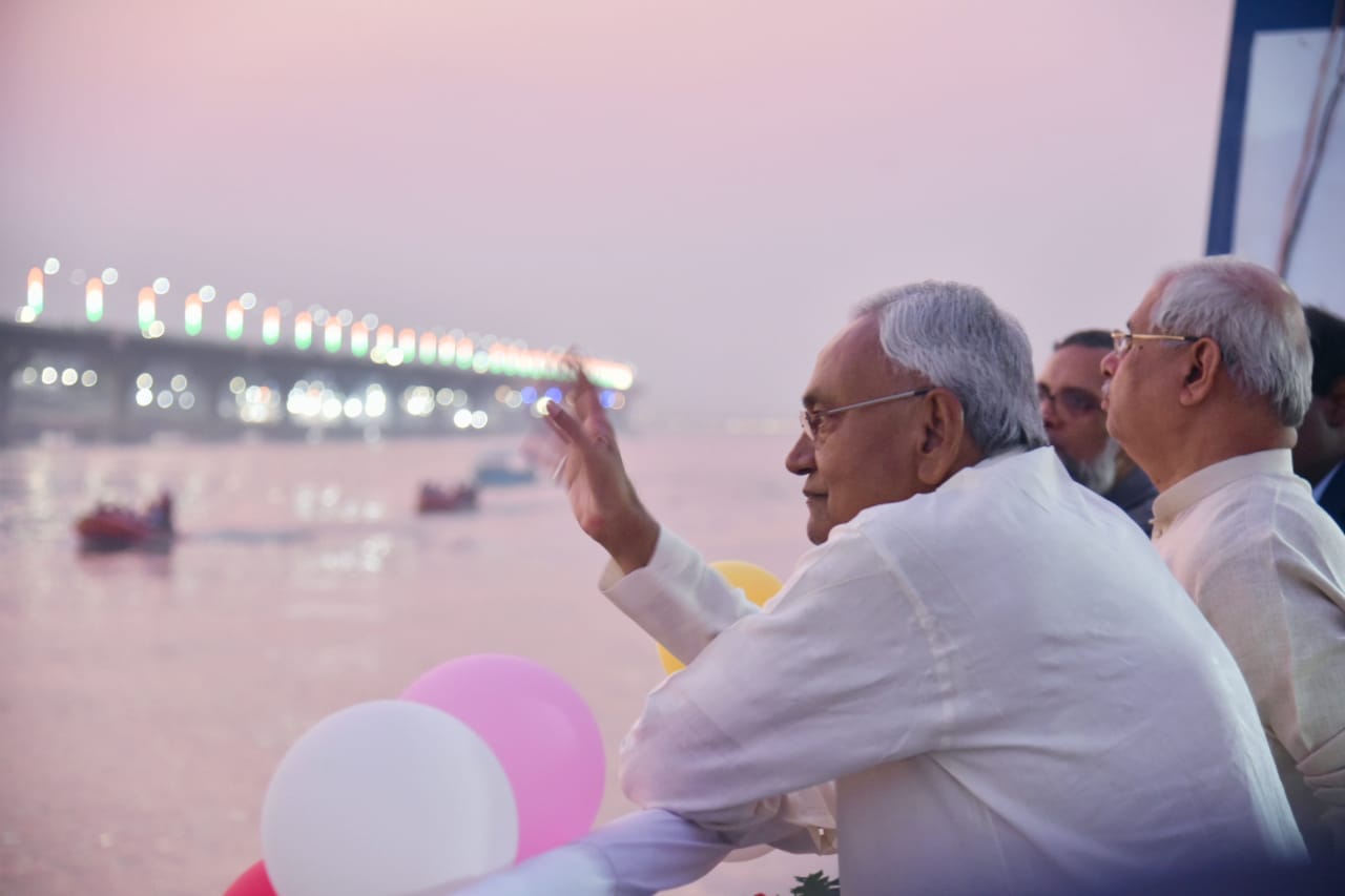 CM Nitish Kumar inspects Chhath Ghat