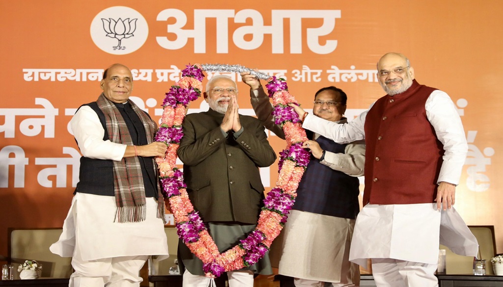 PM Narendra Modi at the celebrations at BJP headquarters at New Delhi.