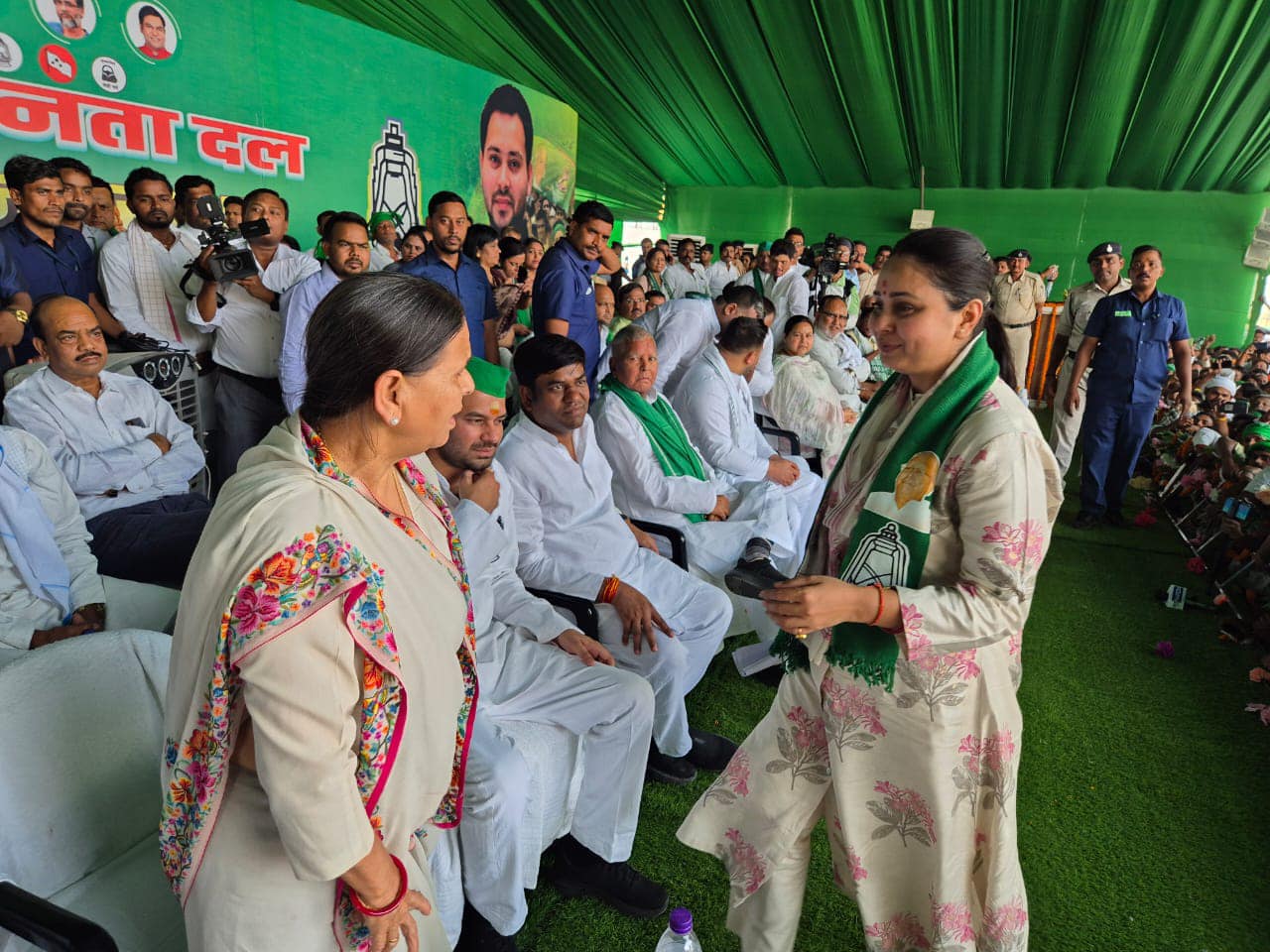 RJD Leaders Rally as Lalu Prasad Yadav's Daughter Files Nomination in Saran

