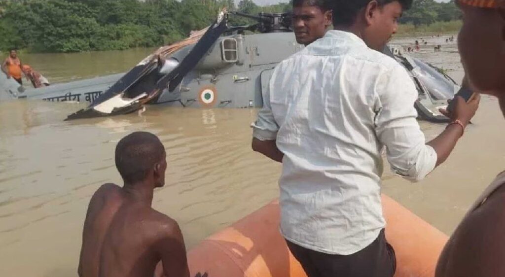 IAF helicopter crash lands in flood water in Bihar