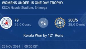 Kerala Defeats Bihar by 121 Runs in Women's Under-15 ODI Trophy