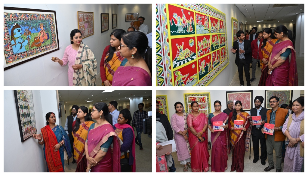 Young Folk Artists Showcase Bihar’s Traditional Art at Patna Exhibition