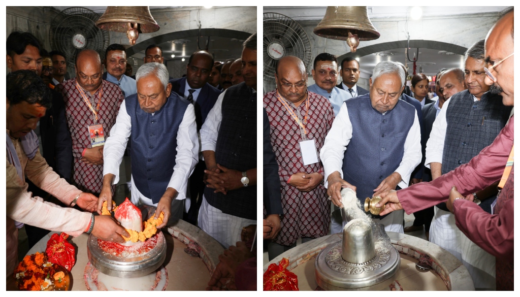 Bihar CM Nitish Kumar Attends Mahashivratri Celebrations, Offers Prayers at Shiv Mandir in Patna