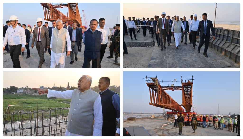 Bihar CM Nitish Kumar Inspects J.P. Ganga Path Bridge Construction in Patna, Calls for Expedited Work