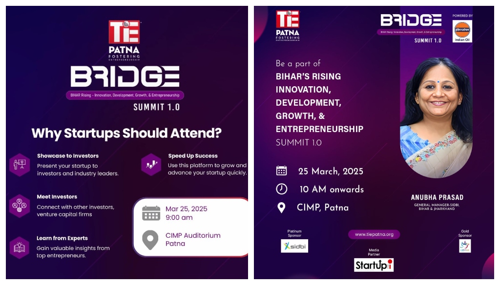 Bihar’s Startup Ecosystem Gets a Push as TiE Patna BRIDGE Summit Begins Tomorrow