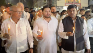 Tejashwi Leads Candle March in Patna to Condemn Pahalgam Terror Attack