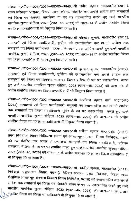 Bihar IAS Transfer: DMs Reshuffled in 18 Districts, Thiyagarajan Appointed Patna DM