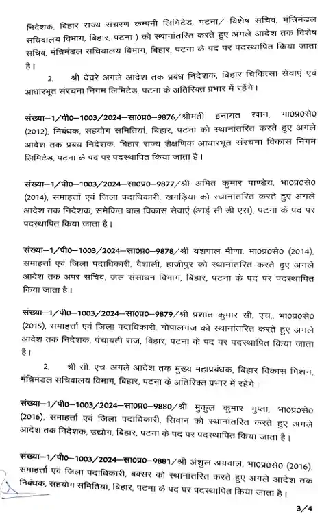 Bihar IAS Transfer: DMs Reshuffled in 18 Districts, Thiyagarajan Appointed Patna DM