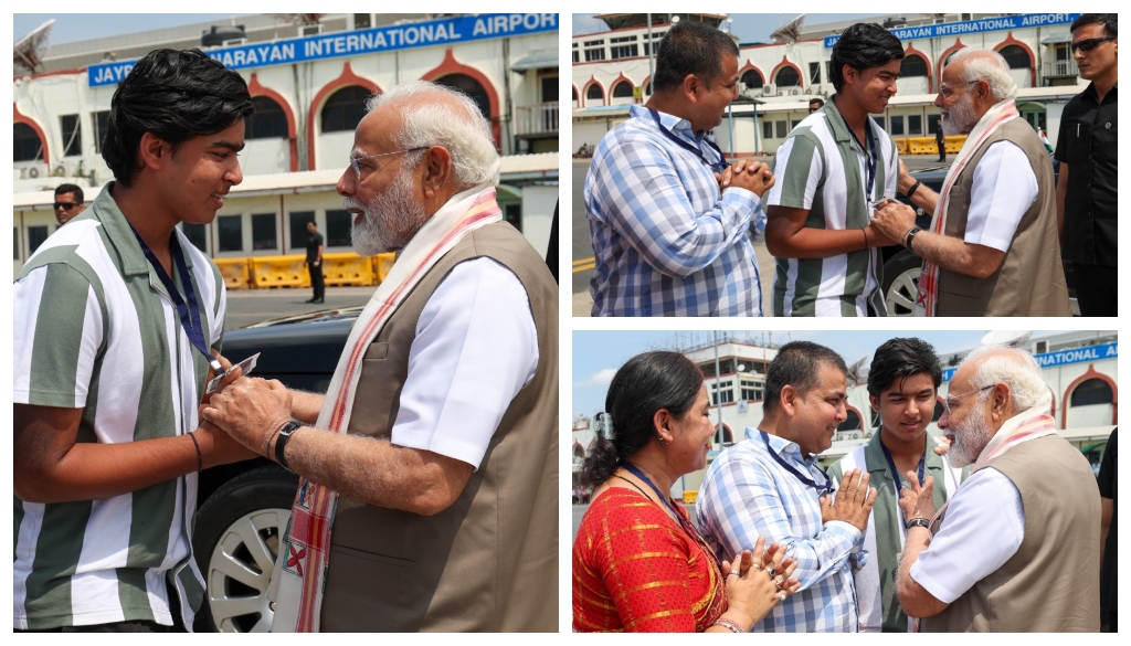 PM Narendra Modi met Bihar’s youngest cricket sensation Vaibhav Suryavanshi at Patna airport.