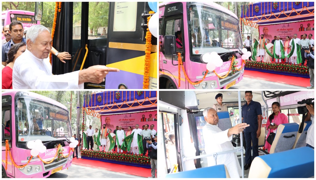 CM Nitish Kumar Flags Off 20 Pink Buses for Women, 166 Deluxe Buses Across Bihar