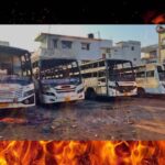 Massive Fire Guts Four Buses in Gayaji, Major Tragedy Averted Near Petrol Pump