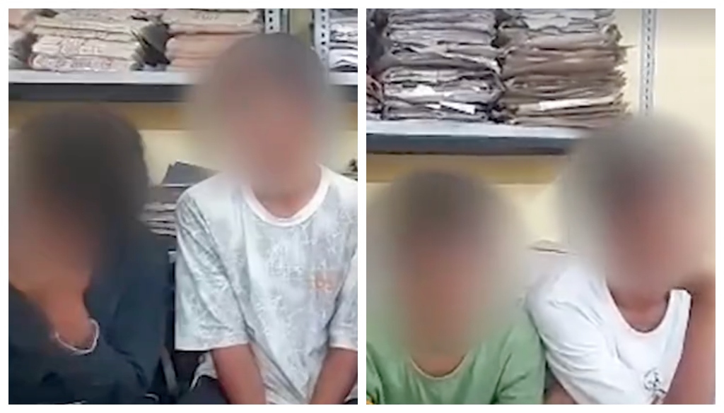 The four minor accused in police custody.