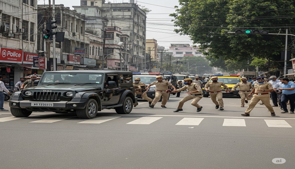 Thar Driver Flees After Attempting to Run Down Police Officers in Patna
