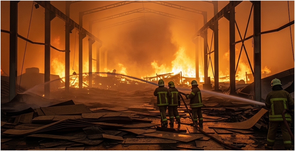 Massive Fire Destroys Plywood Factory in Sitamarhi