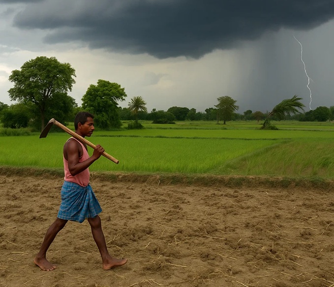Bihar farmer rain fields monsoon