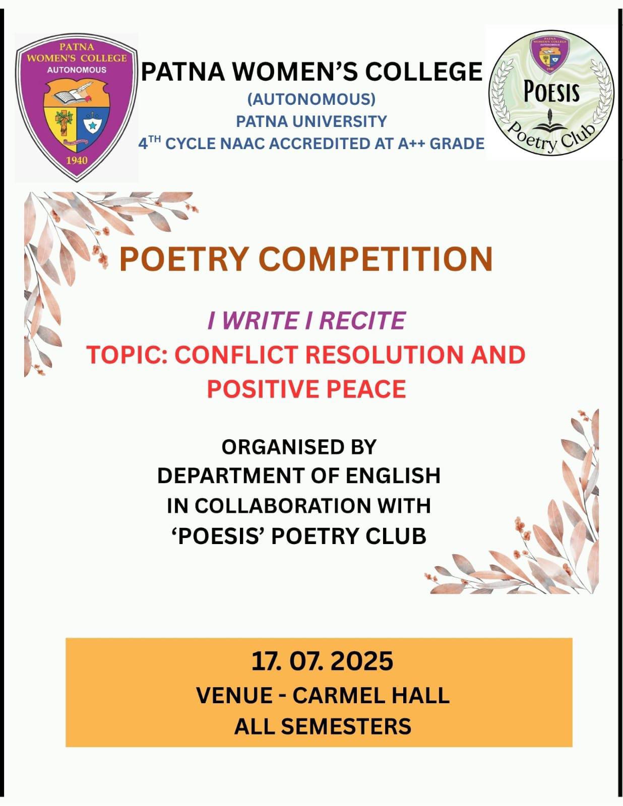 Patna Women’s College Hosts Poetry Competition on Peace and Conflict Resolution