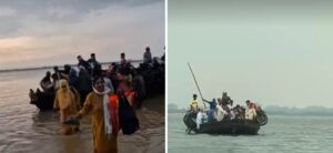 ara teachers crossing ganga river on boat