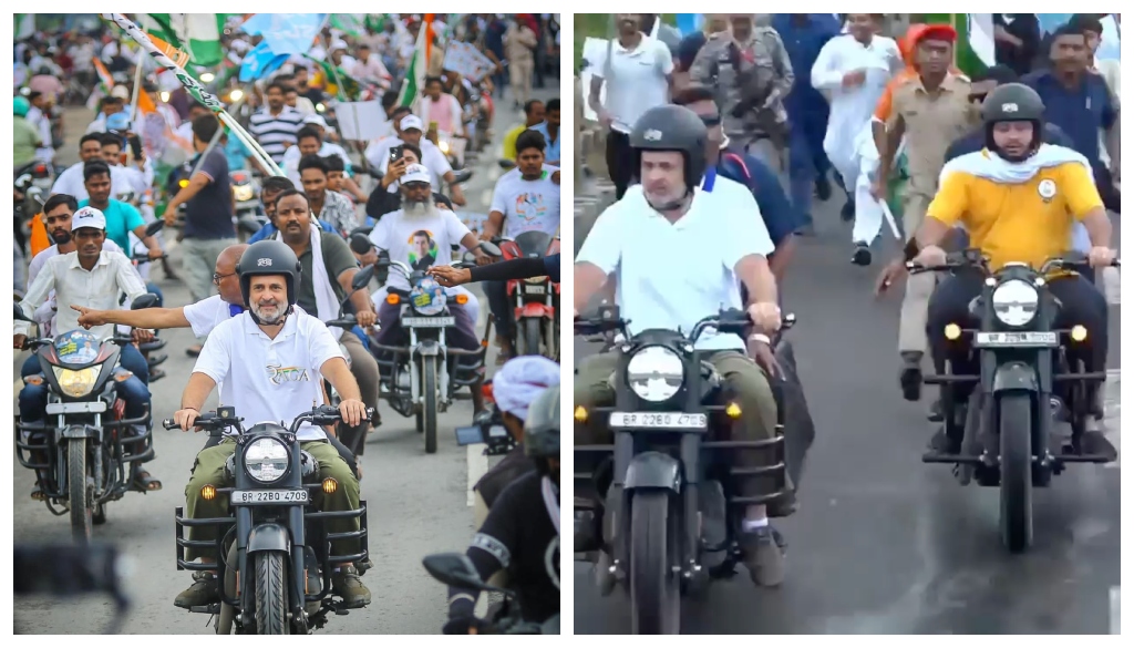 Voter Adhikar Yatra: Rahul and Tejashwi Lead Bike Rally in Purnia, Ride Wave of Supporters