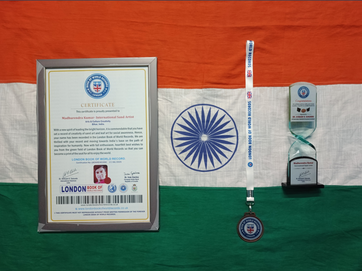 Bihar Sand Artist Madhurendra Kumar Makes Global Mark with London World Record Honour