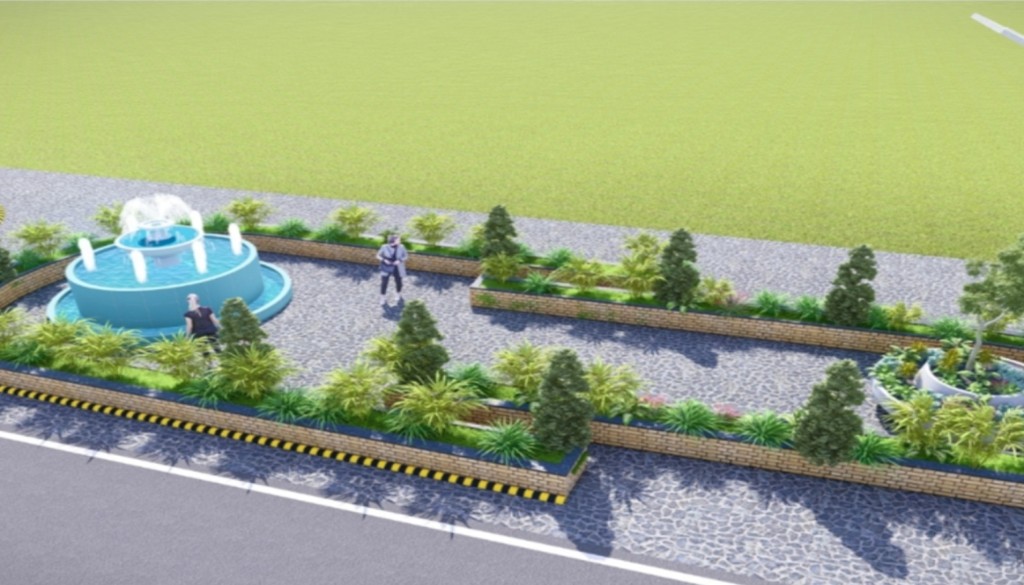 A view of Boring Road crossing in Patna, with plans for a 500-square-foot green wall behind the Shiva temple and a 15-foot solar-powered palm tree.