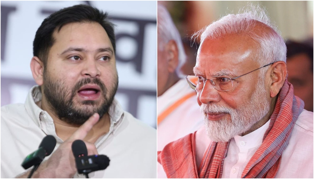 Tejashwi Yadav criticising Prime Minister Narendra Modi ahead of his visit to Gaya.