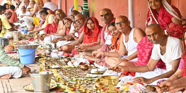 Thousands of devotees gather in Gaya to perform Pind Daan rituals during the 11th day of the Pitru Paksha fair, seeking salvation for their ancestors.