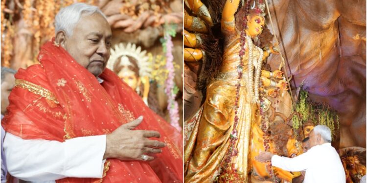 CM Nitish Kumar Offers Prayers on Mahasaptami, Wishes Happiness and Prosperity for Bihar