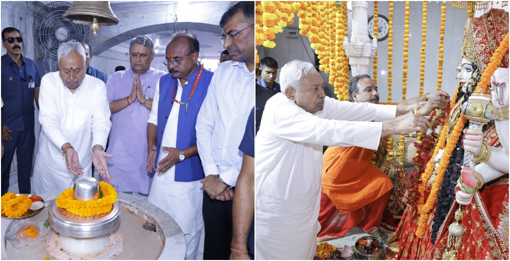 CM Nitish Kumar Offers Prayers on Mahasaptami, Wishes Happiness and Prosperity for Bihar