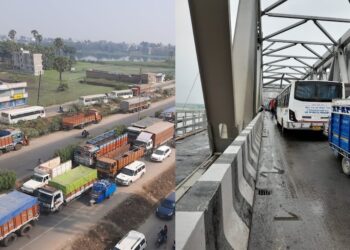 Huge Traffic Jam on Gandhi Setu, Long Queues Spill Over to Patna–Masaudhi Road