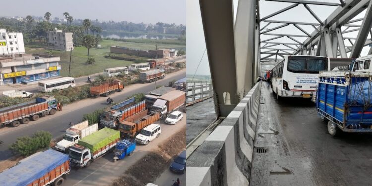 Huge Traffic Jam on Gandhi Setu, Long Queues Spill Over to Patna–Masaudhi Road
