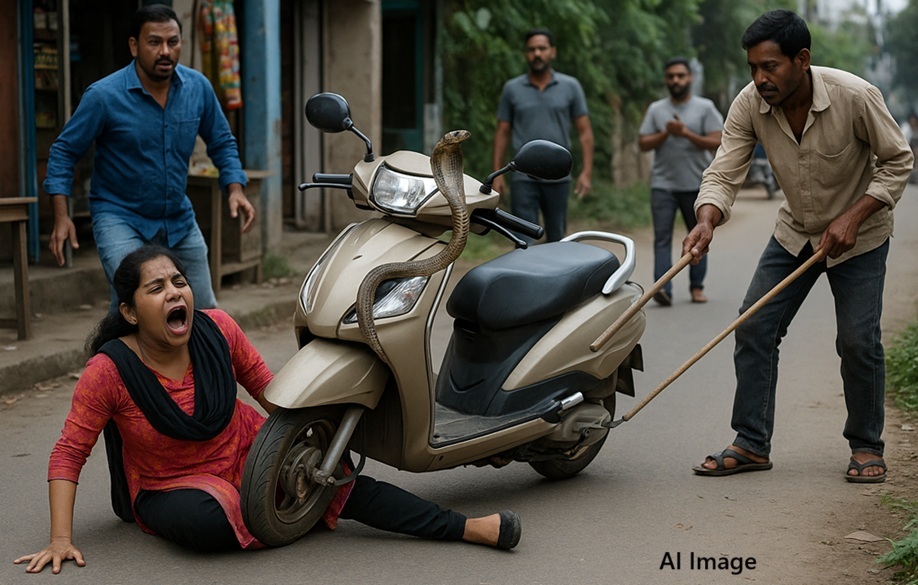 Snake comes out of scooter
