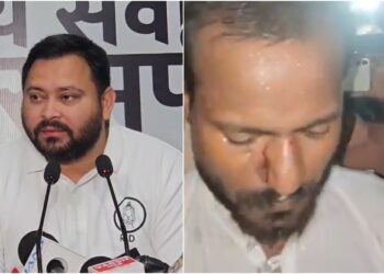 Tejashwi Yadav accompanies YouTuber Diwakar to Singhwada police station in Darbhanga to file an FIR against Minister Jibesh Kumar Mishra.