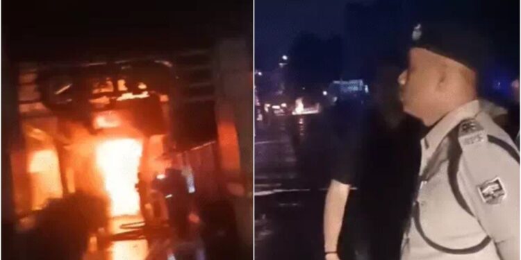 Fire Guts Café Near Patliputra Chowk in Patna; 15 Fire Engines Deployed, No Casualties Reported