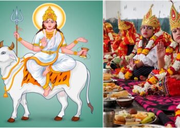 Day 8 of Sharad Navratri Marked by Worship of Goddess Mahagauri, Symbol of Purity and Prosperity; Some Devotees Also Perform Kanya Pujan