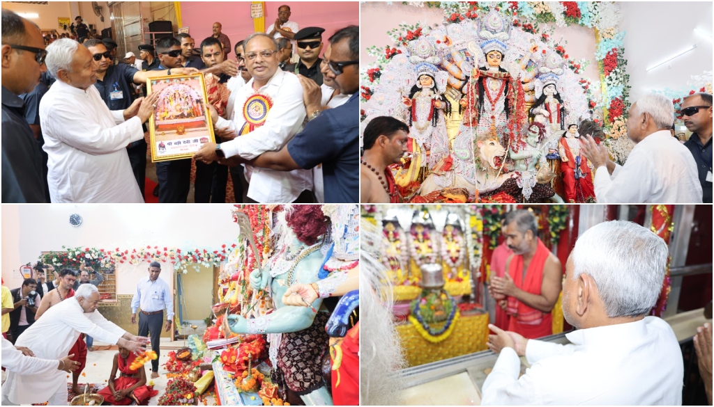 CM Nitish Kumar Offers Prayers on Maha Ashtami to Goddess Shitla Mata, Badi and Chhoti Patan devi for Bihar’s Peace and Prosperity