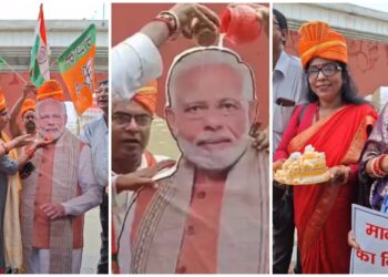BJP workers in Patna celebrate PM Modi’s 75th birthday with Ganga water, milk rituals, aarti, and cake, while political leaders extend heartfelt greetings.