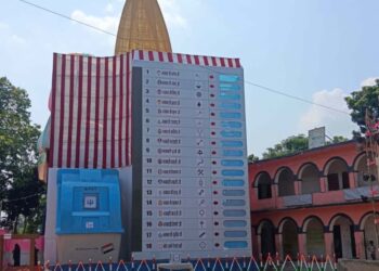 Durga Puja Pandal Turns into EVM with Gods and Goddesses as Candidates in Sitamarhi
