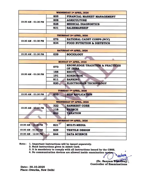 CBSE Releases Datesheet for Class 10 and 12 Exams, to Begin on February 17