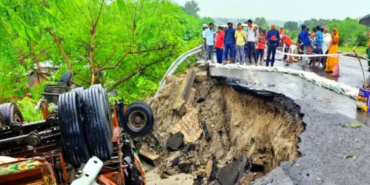 Half of Araria-Narpatganj Highway Collapses After Heavy Rains in Bihar