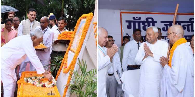CM Nitish Kumar and Governor Arif Mohammad Khan Lead Gandhi Jayanti Tributes at Patna’s Gandhi Maidan