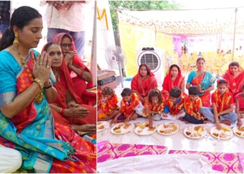 BJP’s Kiran Prabhakar Performs Kanya Pujan on Maha Ashtami, Calls for Respect Towards Women and Prays for Opposition’s Wisdom
