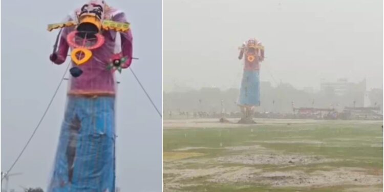 Dussehra 2025: Rain Disrupts Patna’s Ravana Burning as Effigy ‘Melts’ at Gandhi Maidan