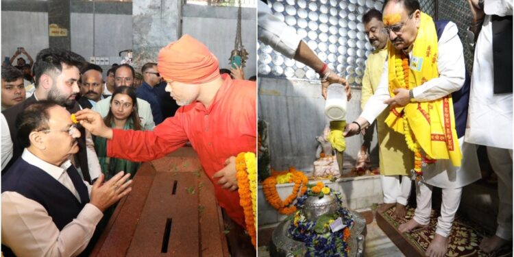 Bihar Elections 2025: BJP National President JP Nadda Offers Prayers at Patna’s Mahavir Temple Ahead of Bihar First-Phase Voting