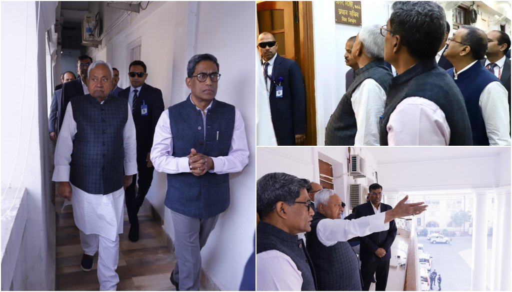 CM Nitish Kumar Inspects Bihar Chief Secretariat, Calls for Efficiency and Campus Upkeep