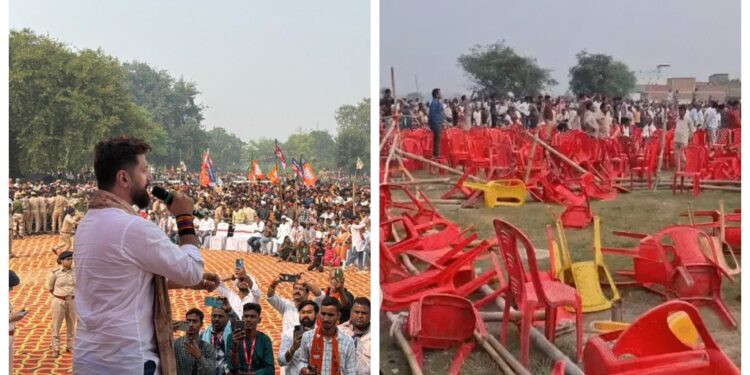 Chaos at Chirag Paswan’s Rally in Muzaffarpur as Crowd Breaks Barricades After Five-Hour Delay