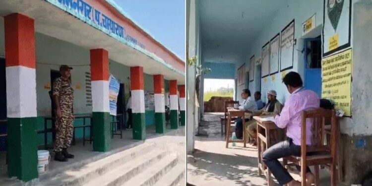 Empty polling station in Bihar