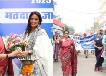 Actor Neetu Chandra Inspires Youth at B.D. College to Strengthen Democracy Through Voting