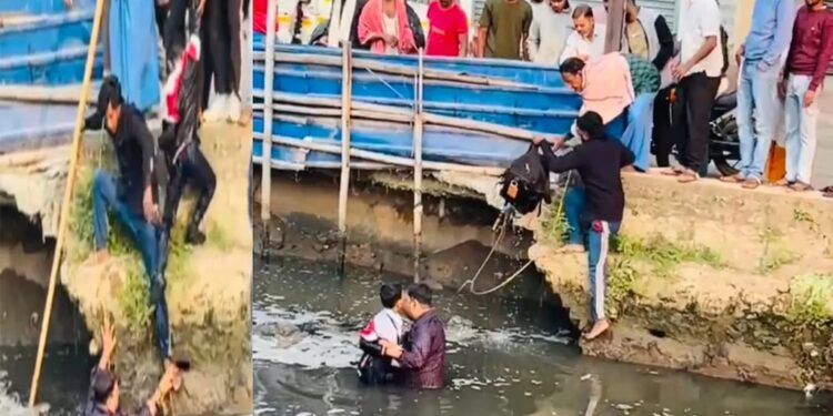 Collapsed Fence at Patna’s Saidpur Drain Puts Lives at Risk After Father and Child Pulled From Water